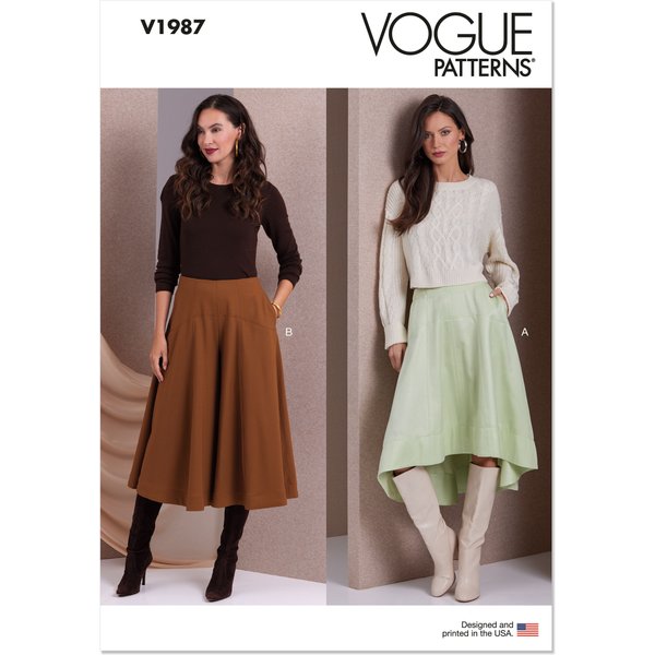Patron Vogue V1987B5 Femme Jupe Et Jupe Au Culotte 36 Au 44 - Vogue - Mondial Tissus-image