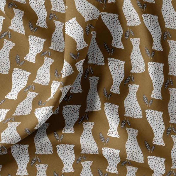 Tissu Cretonne Imprimé LéOpard Jungle Fond Ocre - Domotex - Mondial Tissus-image