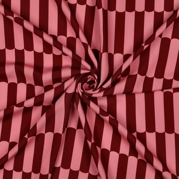 Tissu Popeline Viscose Ecovero Bicolore Rose Bordeaux - Mondial Tissus-image