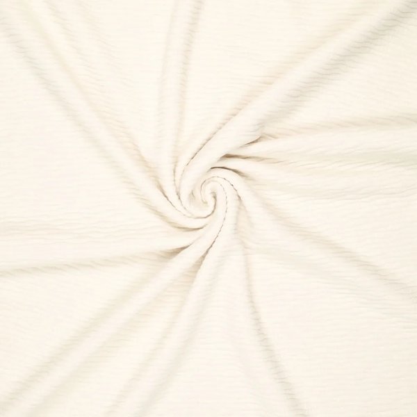 Tissu Jersey Matelassé Vague Polyester Viscose éLasthanne éCru - Mondial Tissus-image