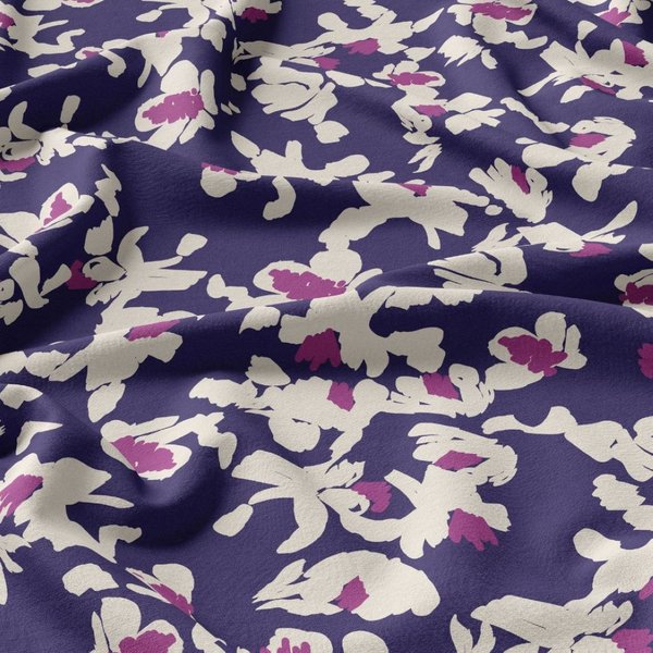 Tissu Viscose Imprimé Micro Fleurette Bleu - Domotex - Mondial Tissus-image