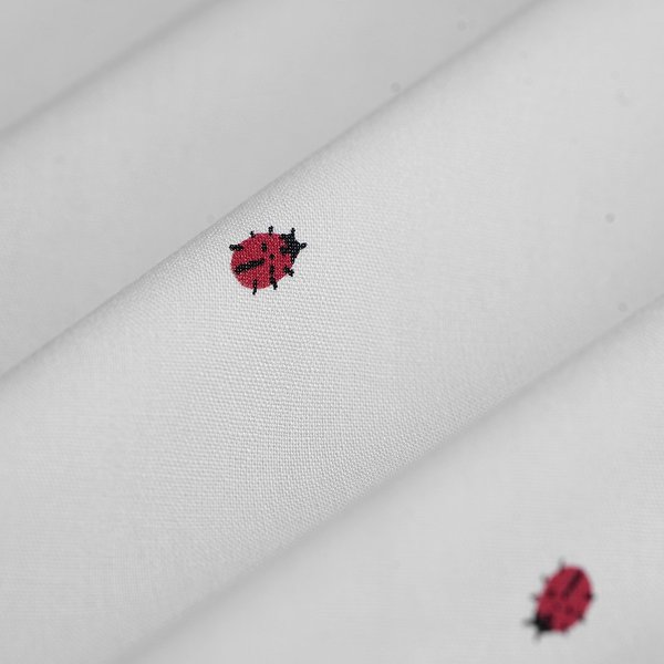 Tissu Popeline Viscose Coccinelles Rouge éCru - Mt - Mondial Tissus-image