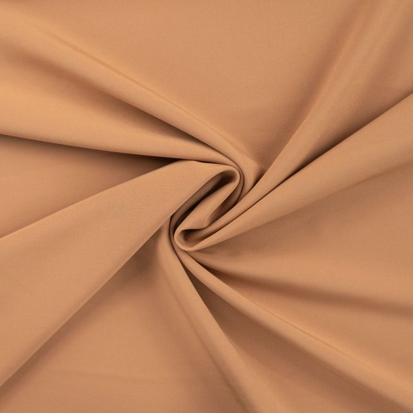 Tissu Polyester Bi Stretch Uni Marron Clair - Mondial Tissus-image