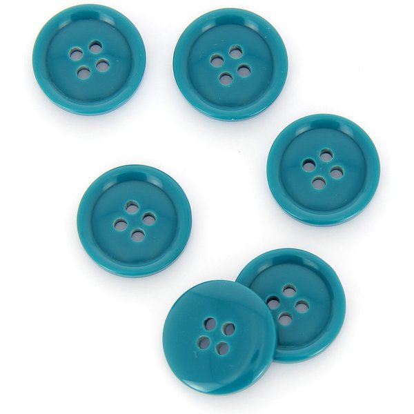Boutons Ronds 4 Trous Bleu Turquoise 20 Mm - Mt - Mondial Tissus-image