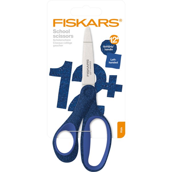 Ciseaux CollèGe Softgrip Gaucher 18 Cm Bleu Pailleté - Fiskars - Fiskars - Mondial Tissus-image