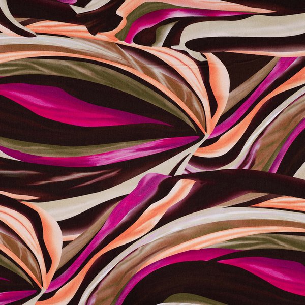 Maille Jersey Viscose Lourde ImpriméE Digitale Vague Abstraite Rose - Mondial Tissus-image
