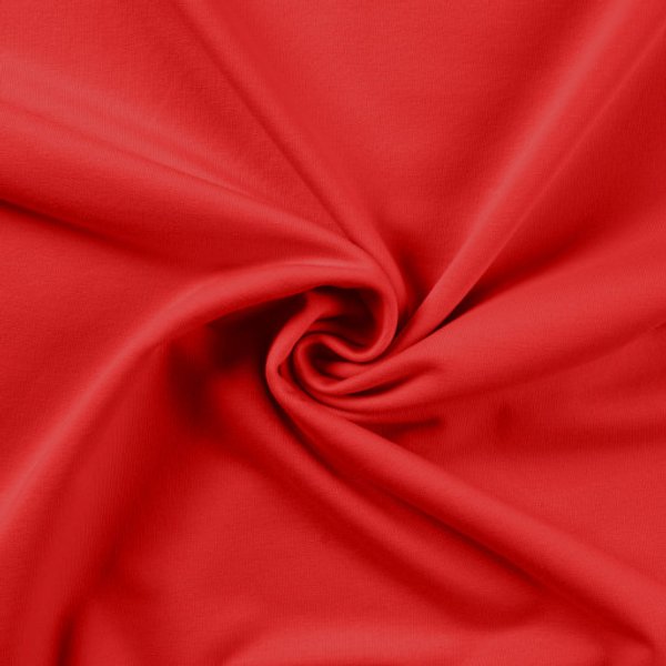 Tissu French Terry Uni Rouge - Mondial Tissus-image