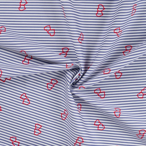 Tissu Coton Stretch Rayé Imprimé CœUr Multico - Mondial Tissus-image