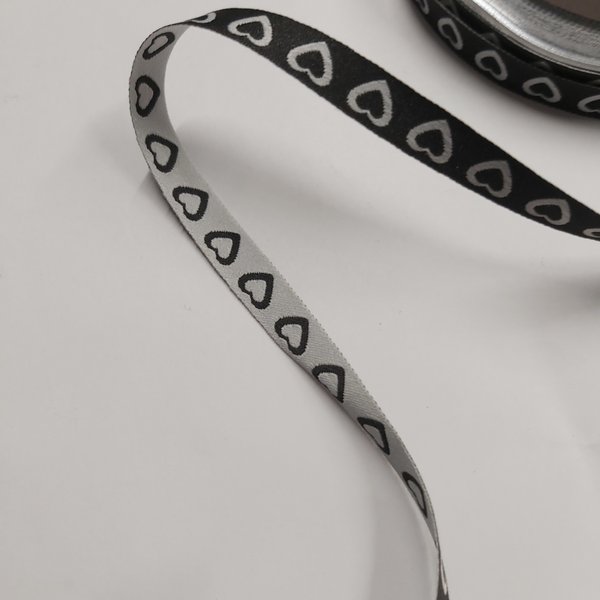 Galon Coeur Bicolore Noir Et Blanc 10 Mm - Frou Frou - Mondial Tissus-image