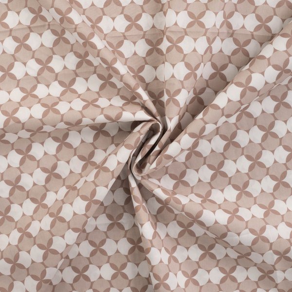 Tissu Popeline De Coton Imprimé RéTro GéO Beige - Mondial Tissus-image