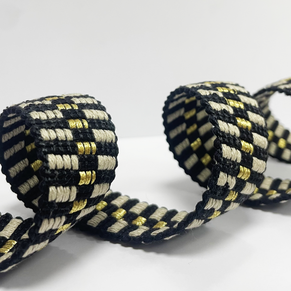 Sangle Damier Lurex Lin 30Mm - Mondial Tissus-image