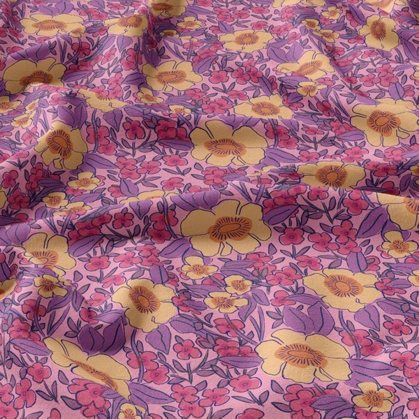 Tissu Viscose Imprimé Fleur Violet - Domotex - Mondial Tissus-image