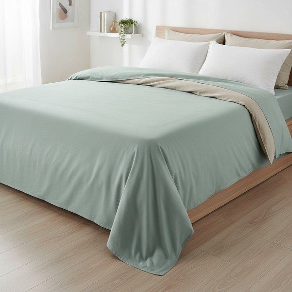 Drap Plat Percale Vert D'eau 240X300Cm Mt - Mt - Mondial Tissus-image