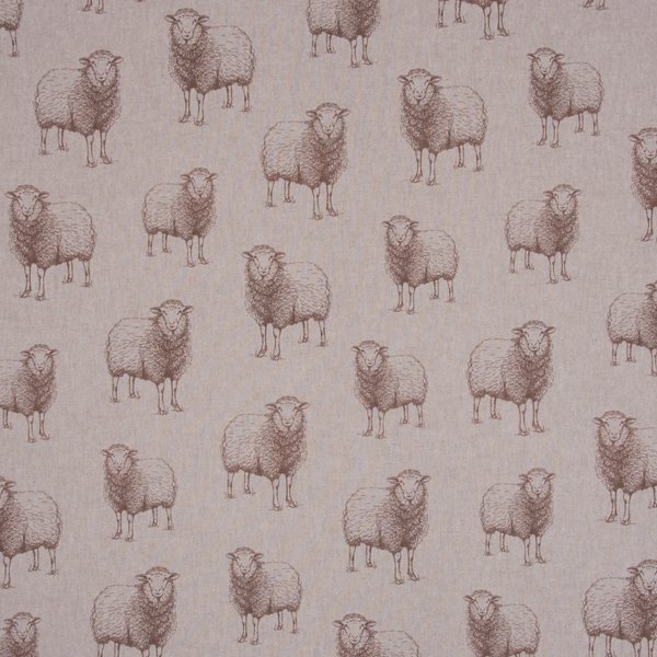 Tissu Bachette Linenlook Imprimé Digital éCru Dessins Moutons - Mondial Tissus-image