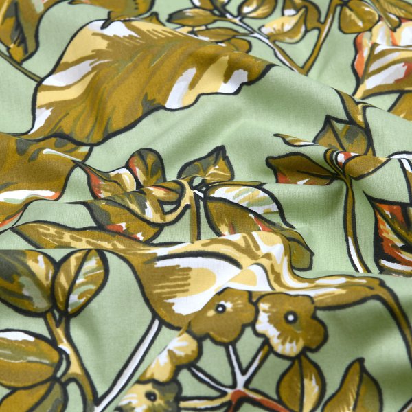 Toile Polycoton ImpriméE Feuillage Coloré Vert - Mondial Tissus-image
