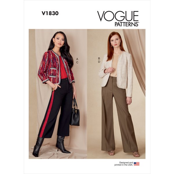 Patron Vogue V1830F5 Veste,Pantalon Femme 44-52 - Vogue - Mondial Tissus-image