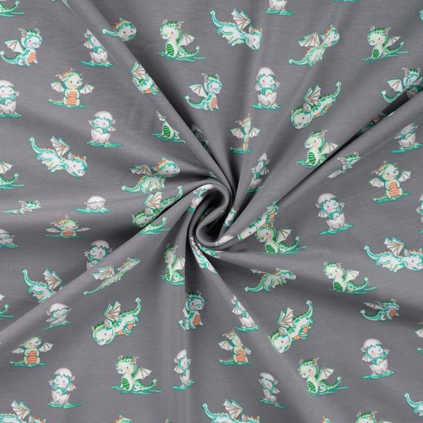 Maille Jersey Coton ImpriméE Dinos AquarelléS Multico - Mondial Tissus-image