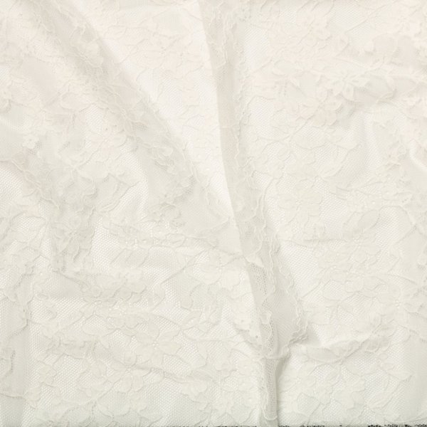 Tissu Dentelle Stretch Fleuri Blanc - Mondial Tissus-image