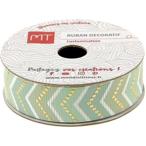 Bobine Ruban Gros Grain Chevrons 16 Mm X 4M Mt - Mt - Mondial Tissus-image