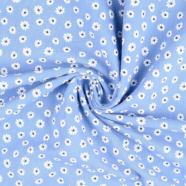 Tissu Cretonne Coton Imprimé PâQuerette Relief Bleu - Mondial Tissus-image