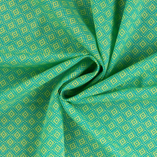 Tissu Voile Coton Imprimé Mini GéOméTrique Losange Vert - Mondial Tissus-image