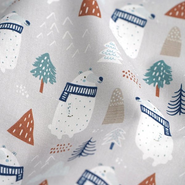 Tissu Popeline De Coton Ours Des Neiges Beige - Mt - Mondial Tissus-image