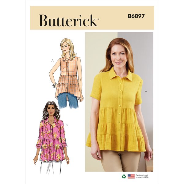 Patron Butterick B6897Y5 Top Boutonné Femme 46-54 - Butterick - Mondial Tissus-image