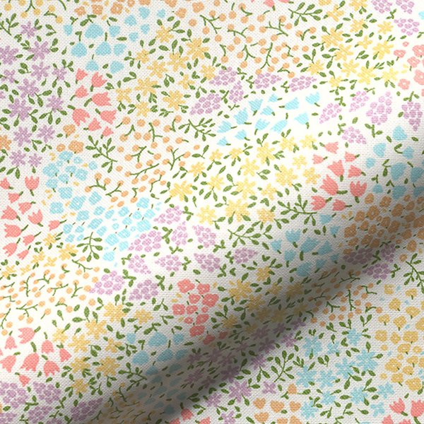 Toile Semi Panama Enduite Mini Fleurs Multicolores - Mondial Tissus-image