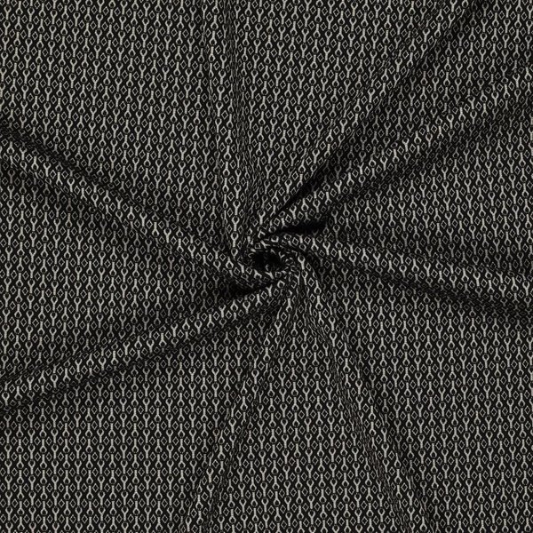 Tissu Maille Jacquard Polyester Viscose GeoméTrique Or Noir - Mondial Tissus-image