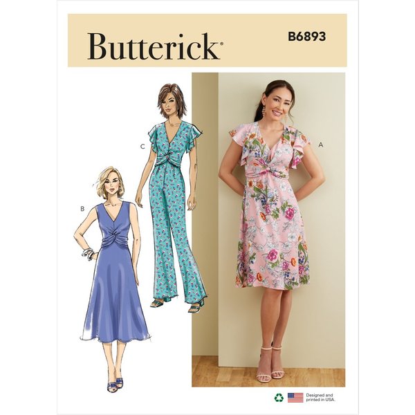 Patron Butterick B6893F5 Robe,Combinaison Femme 44-52 - Butterick - Mondial Tissus-image