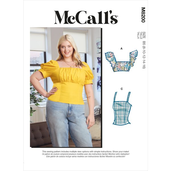 Patron Mccall's 8200KK - Top Court Ajusté Et FroncéS Du 54 Au 60 - Mccall's - Mondial Tissus-image