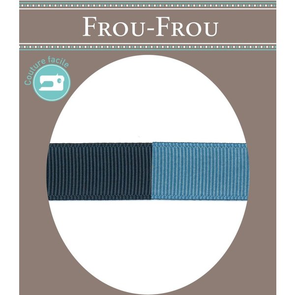 Ruban Gros Grain 16Mm Bicolore Bleu Marine - Frou Frou - Mondial Tissus-image