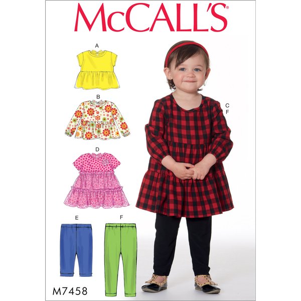 Patron Mccall's 7458CAA Patron Hauts, Robes, Et Collants Pour Enfants 6 Mois -4 Ans - Mccall's - Mondial Tissus-image