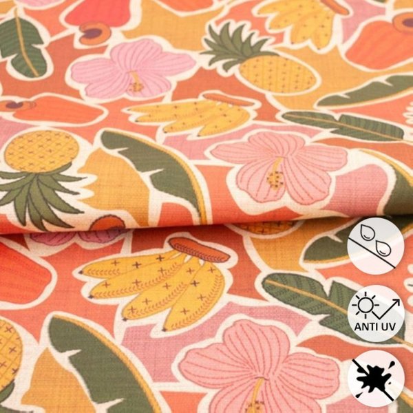 Toile BâChe Outdoor Dralon DéPerlante ImpriméE Fruit Exotique Multico - Mondial Tissus-image
