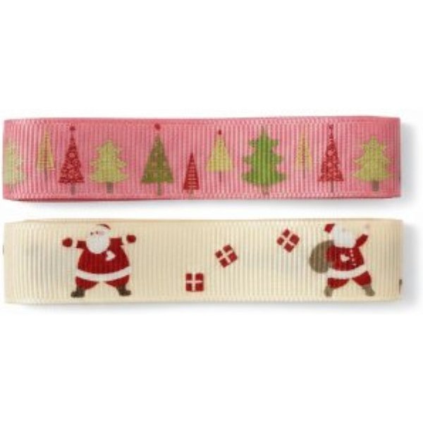 Lot De 2 Rubans De NoëL Rose Et éCru 16 Mm X 1 M - RéCréAtys - Mondial Tissus-image