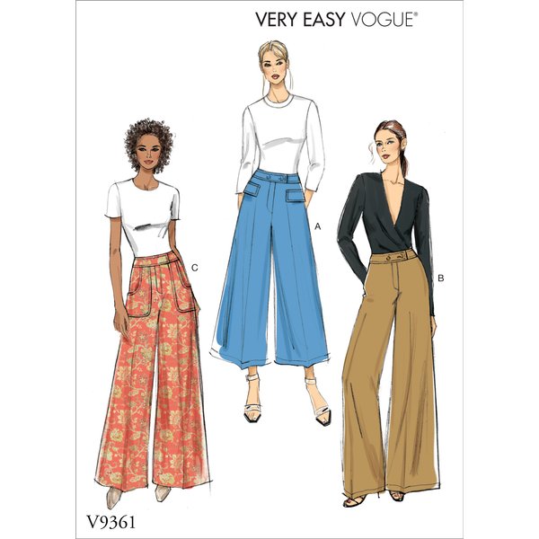 Patron Vogue 9361E5 Pantalon Femme éVasé 2 Longueurs - Du 42 Au 50 - Vogue - Mondial Tissus-image