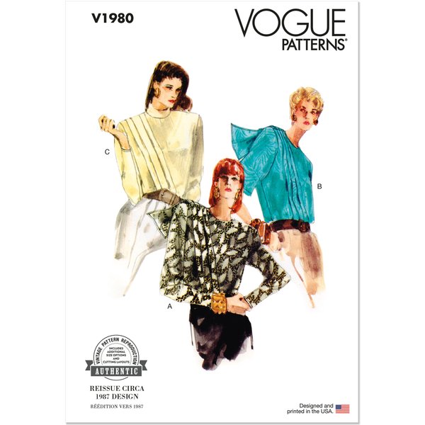 Patron Vogue V1980B5 Femme Chemisier 36 Au 44 - Vogue - Mondial Tissus-image