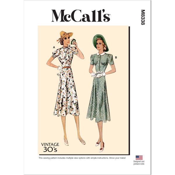 Patron Mccall's 8338A5 - Robe Vintage AnnéEs 1930A5 Du 34 Au 42 Fr - Mccall's - Mondial Tissus-image