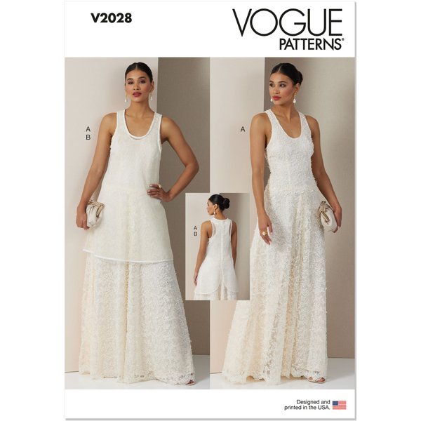 Patron Vogue V2028U5 Femme Robe éVaséE 44 Au 52 - Vogue - Mondial Tissus-image