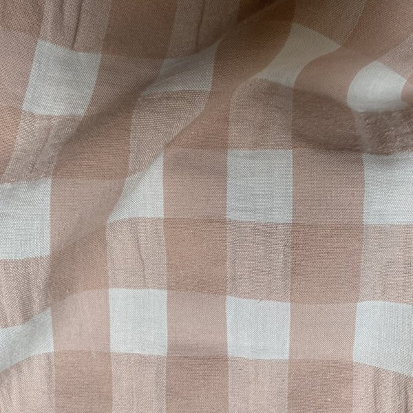 Tissu Seersucker Maxi Vichy Rose Des Sables 20Mm Recyclé - Mondial Tissus-image