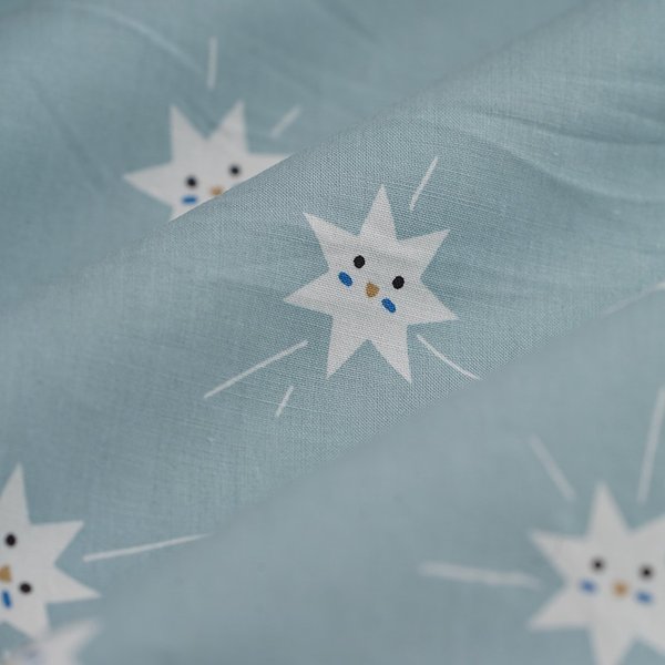 Tissu Popeline Coton Bio Etoile Visa Bleu - MT - Mondial Tissus-image