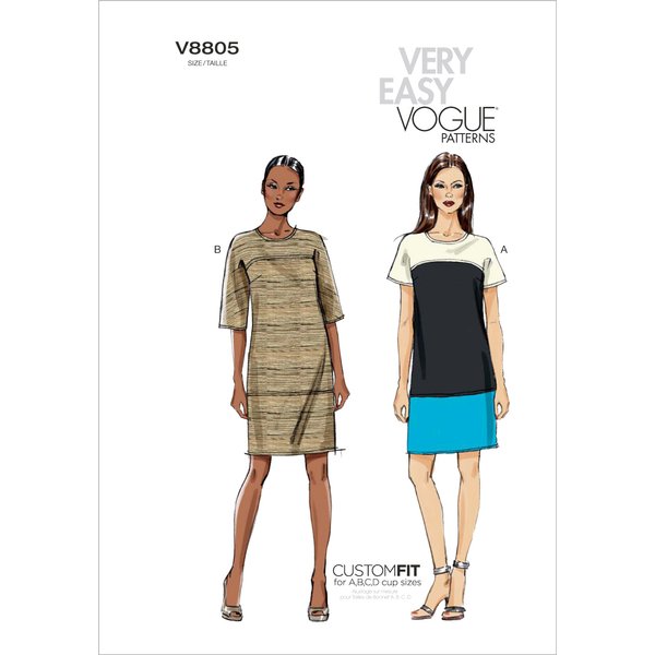 Patron Vogue 8805B5 Robes Femme Colorblock - Du 36 Au 44 - Vogue - Mondial Tissus-image