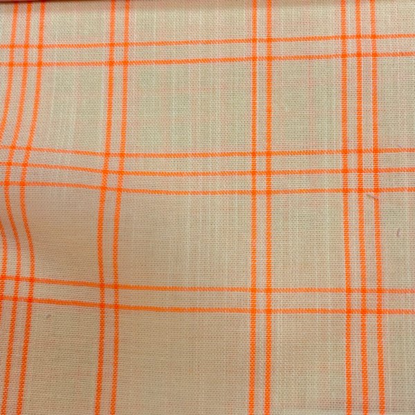 Tissu Coton Carreaux Tartan Jaune Et Orange Fluo - Mondial Tissus-image