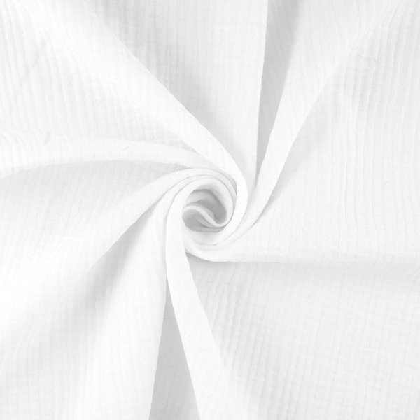 Tissu Double Gaze Coton Bio Blanc - Mondial Tissus-image