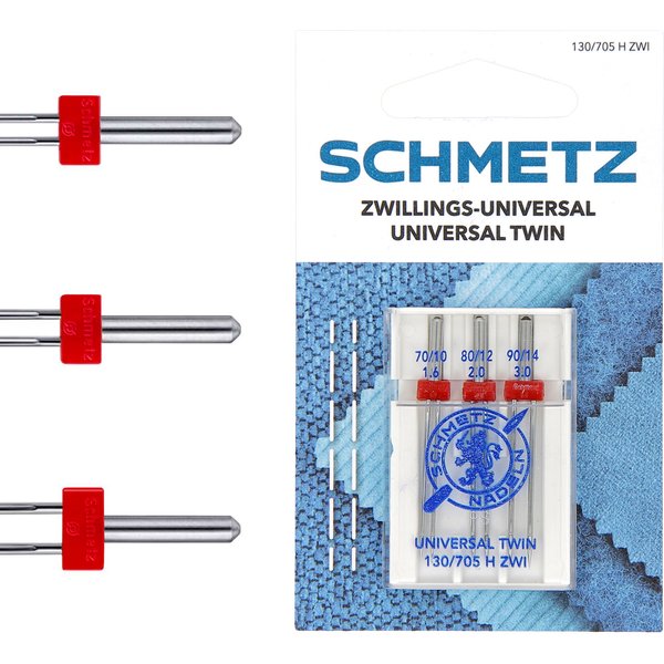 Aiguilles Machine Schmetz Universelles JumeléEs Assortiment 70 à 90- 130/705 H ZWI - Schmetz - Mondial Tissus-image