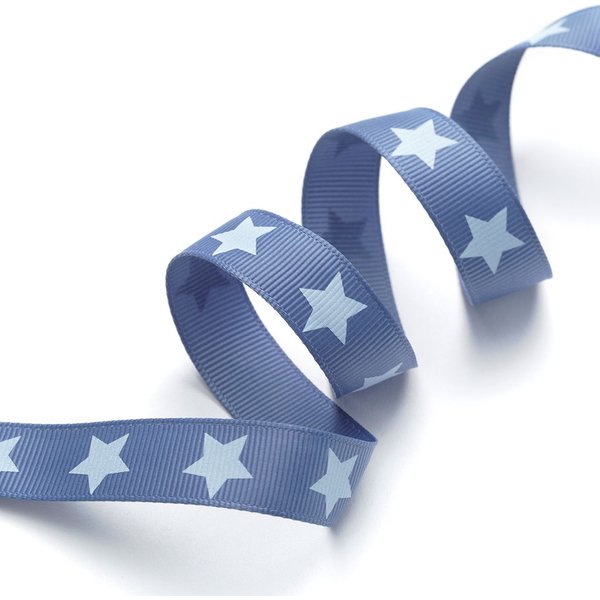 Ruban Gros Grain éToilé Bleu 16 Mm - Frou Frou - Mondial Tissus-image