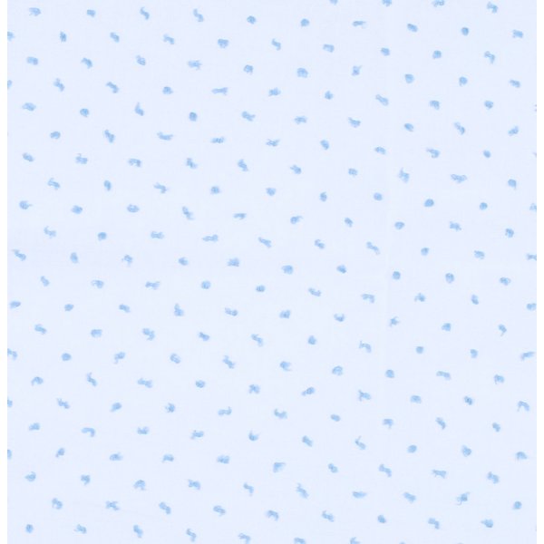 Tissu Voile De Coton Plumetis Bicolore Blanc Bleu Ciel - Mondial Tissus-image
