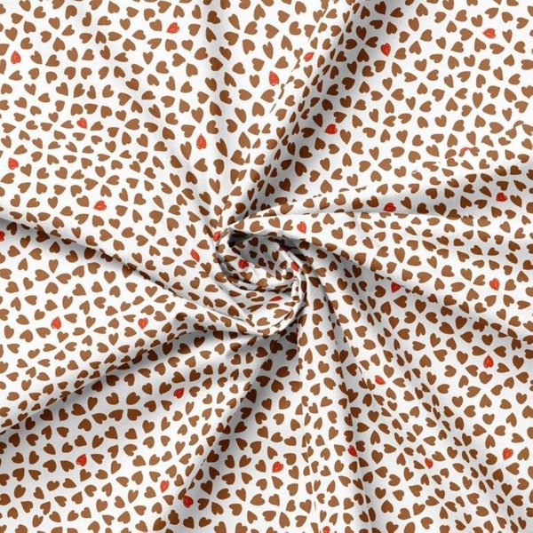 Tissu Coton éPais Imprimé CœUr Marron Fond éCru - Mondial Tissus-image