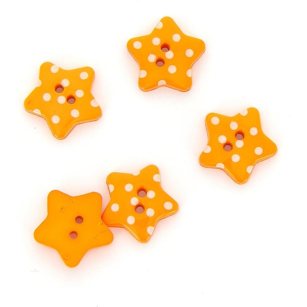 Boutons éToiles Orange à Pois Blancs 18 Mm Mt - Mt - Mondial Tissus-image