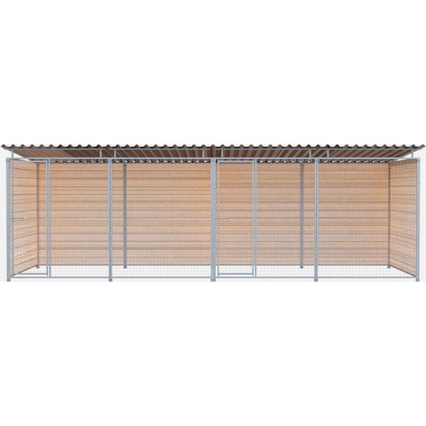 Chenil Bois Mks - Protecta Double 6 X 2 M Avec 1 SéParation, 2 Portes - FaçAde En Grillage-image